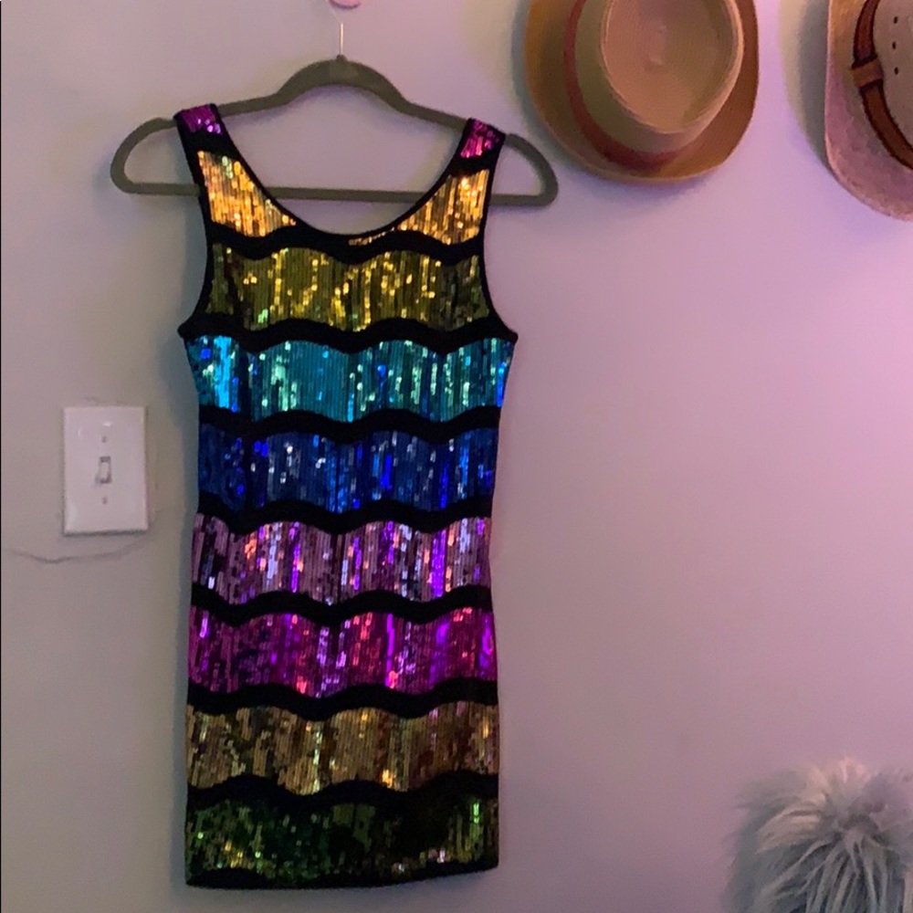 ❤️🧡💛💚💙💜 All Sequin Mini Dress Forever 21